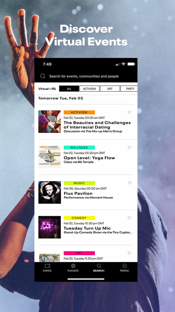 Playground app — Discover screen